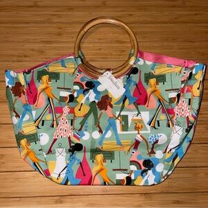 Neiman Marcus Fashion Diva Tote Bag with Bamboo Handles